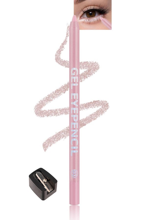 Lestpola Waterline Gel Eyeliner Pencil, Light Pink Shimmer Waterproof Long Lasting Eye Liner Pencils with Sharpener, Highly Pigmented Hypoallergenic Cream Glitter Eyeliner Brightener Pen Makeup for Women-03 - Image 1
